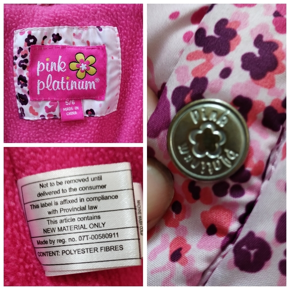 Pink Platinum GIRLS  Size 5/6 FLORAL PUFFER JACKET Coat - Picture 13 of 13